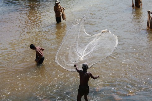 Fishing near the temples