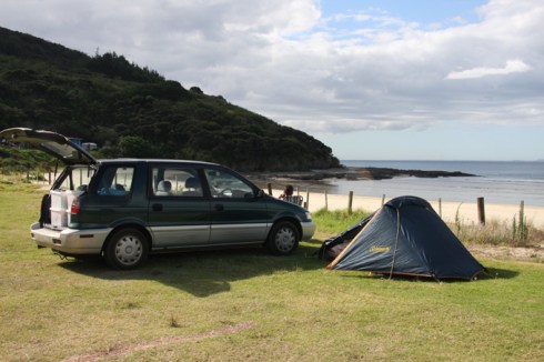 Camping at Shipwreck Bay Ahipara near Kaitaia