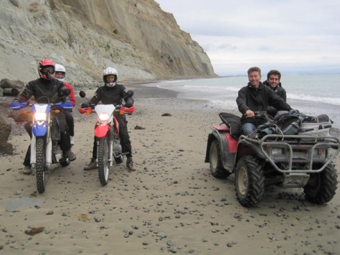 Quad and bikes on Cape Kidknappers