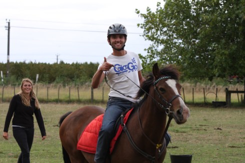 Tom enjoying riding lesson